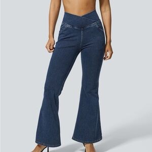 HALARA Women's Blue High-Waisted Flare Jeans size L NWOT